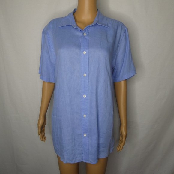 Michael Kors Linen Short Sleeve Button Up Shirt Md - Picture 1 of 11